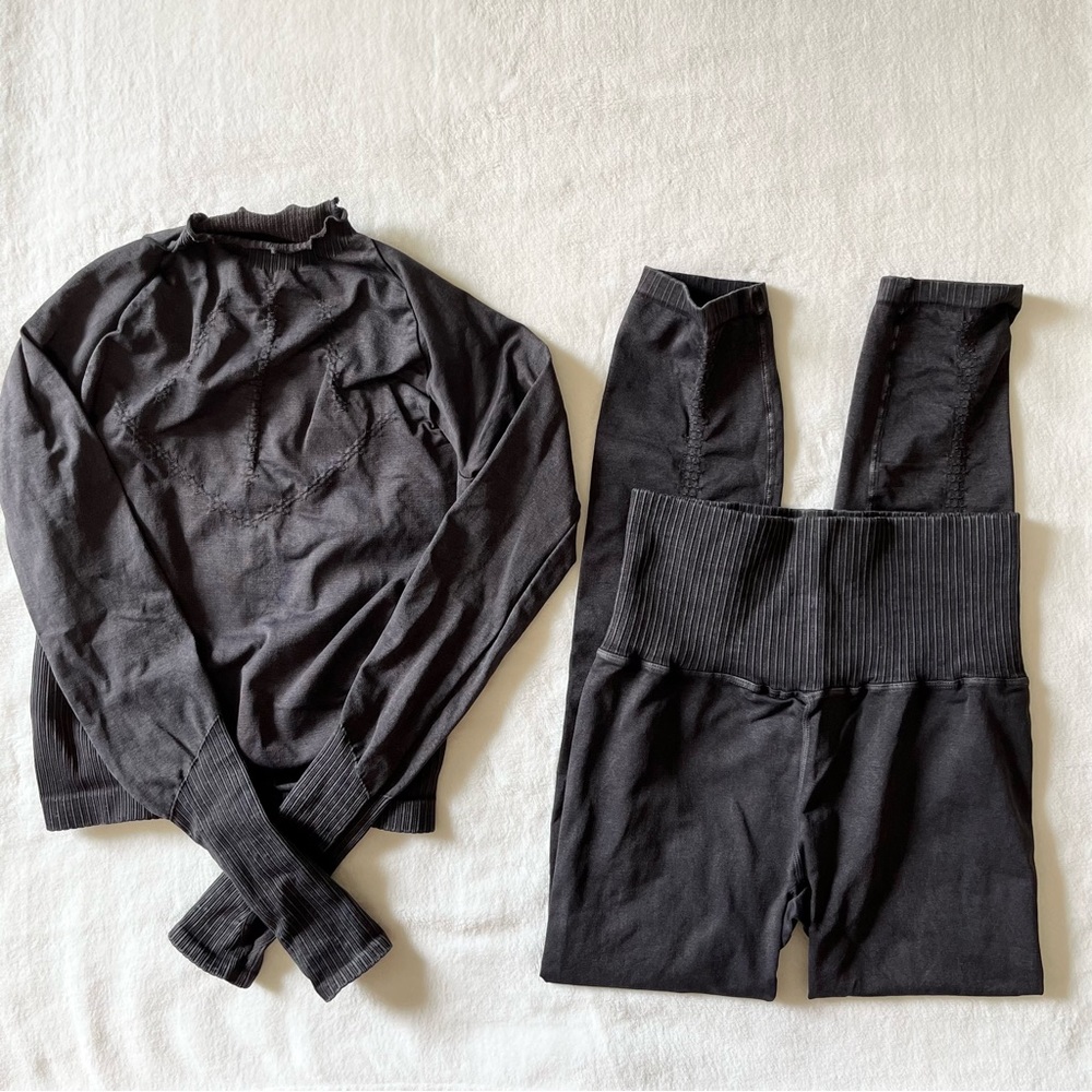 Free People Black Leggings and Top Set